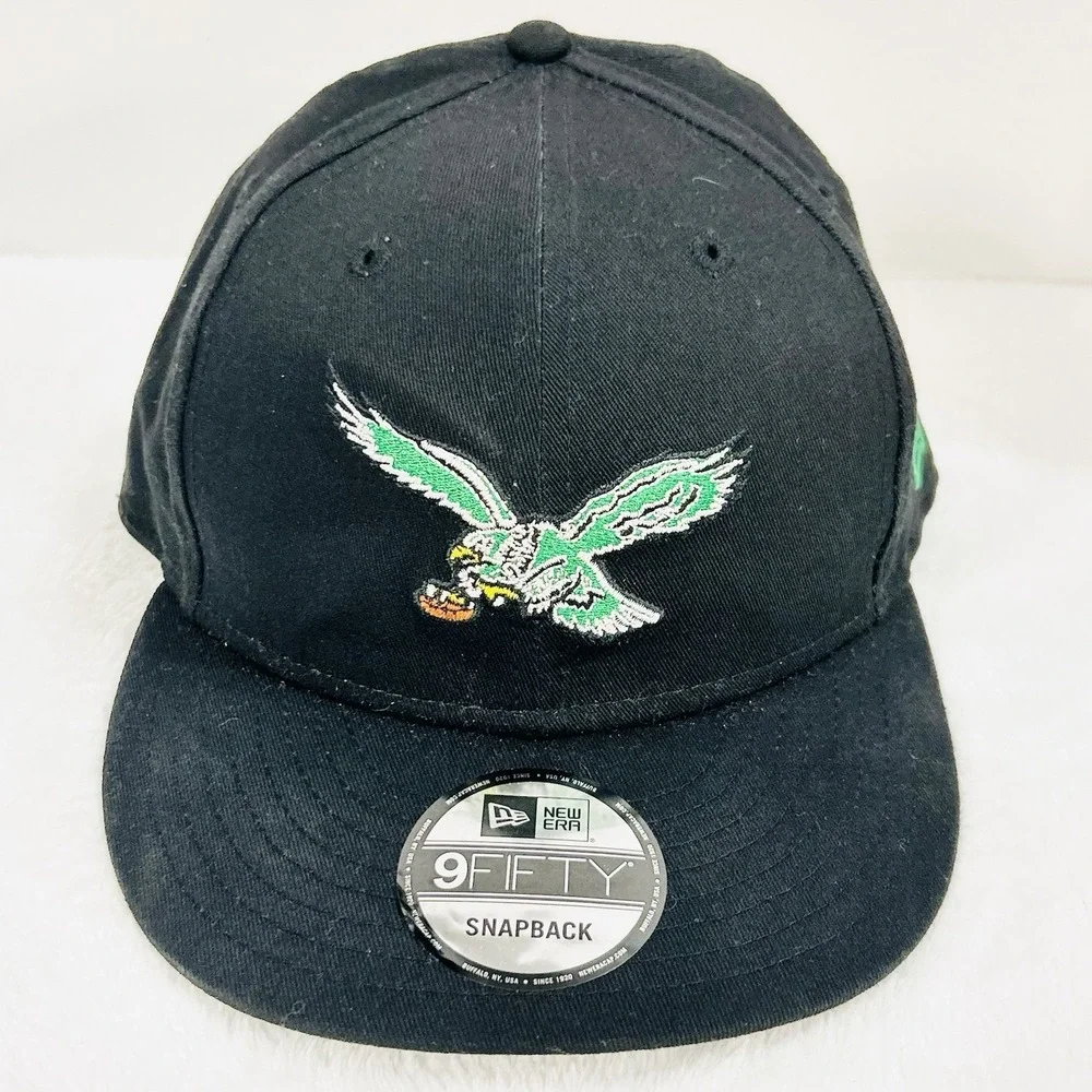 New Era Philadelphia Eagles Throwback 9FIFTY‎ Snapback Hat Cap Adjustable Black